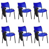 Pack of 6 Smart chairs with black epoxy structure, plastic shells and armrests (Different colours)